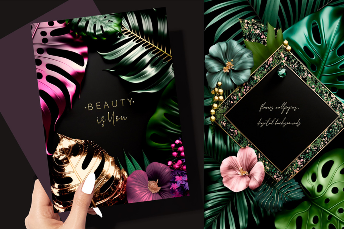 Tropical greenery and floral graphic, a Background Graphic by MONO KEY STUDIO (Photo 3 of 6)