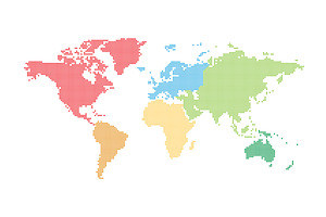 World map mosaic of small dots in, a Work Illustration by pytyczech