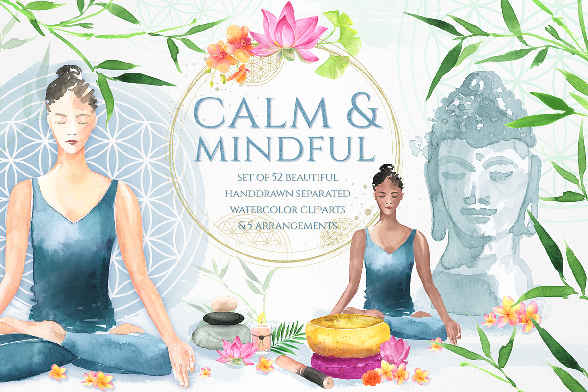 calm and mindful watercolor, a Decorative Illustration by beehouse studio (Photo 1 of 7)