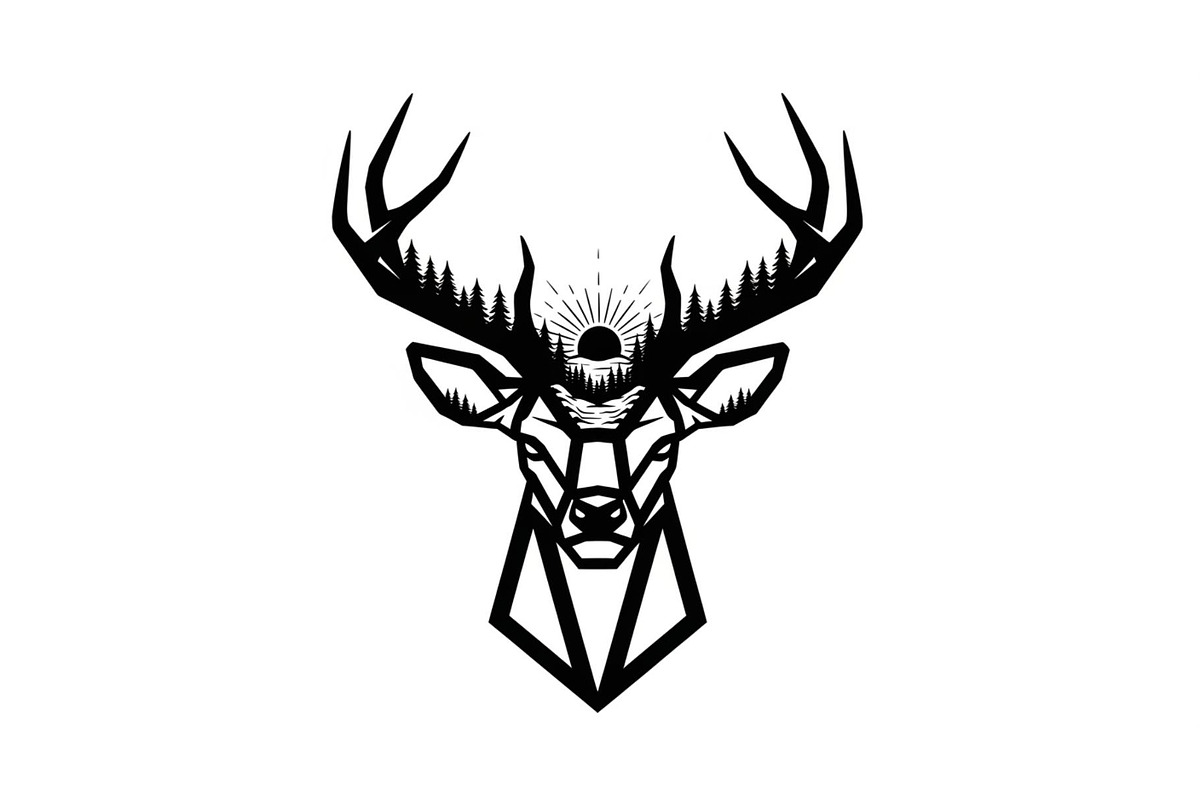 Artistic Geometric Deer Head Bundle, an Illustration by yasushie (Photo 5 of 31)