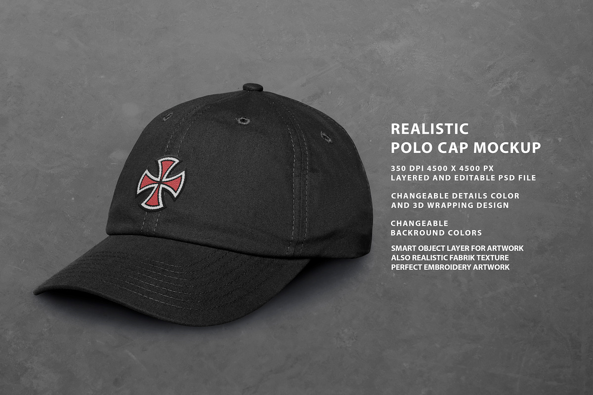 Realistic Polo Cap Mockup, a Hat Mockup by Uncentrifuged Pressure (Photo 2 of 7)