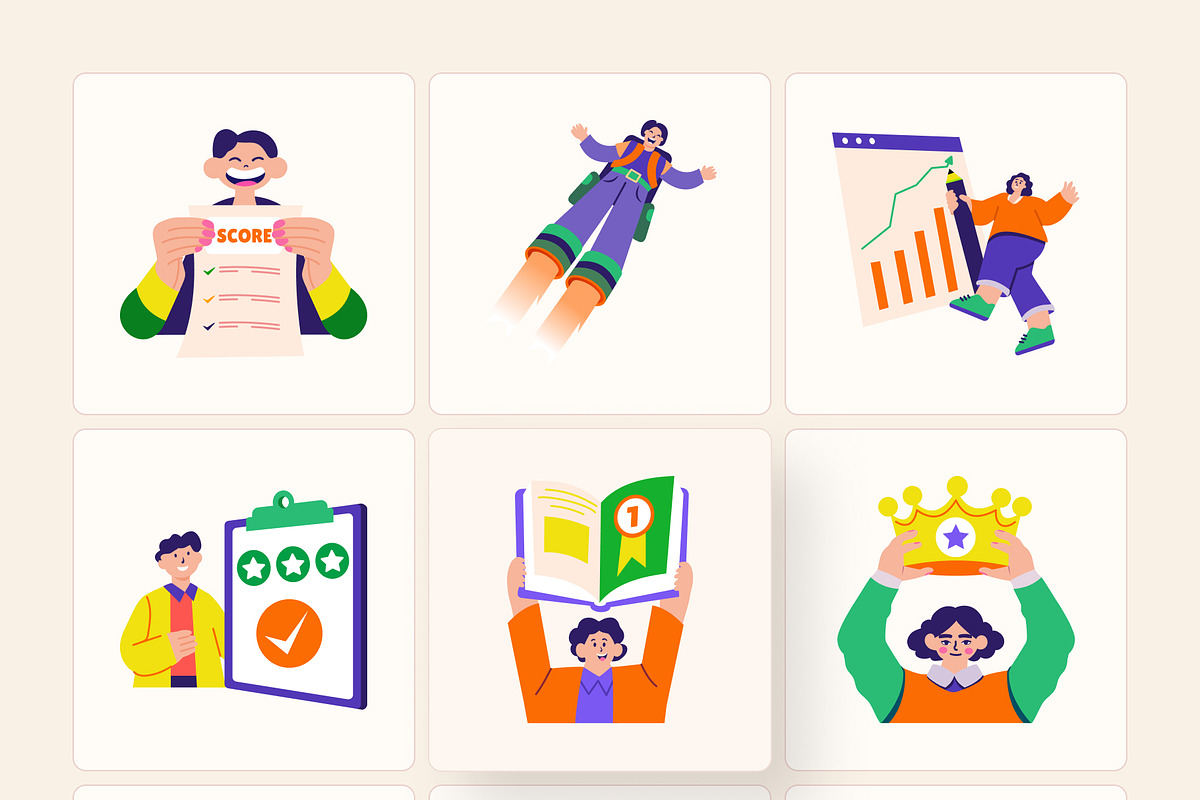 Success Illustration Art Set, a Person Illustration by Brickclay (Photo 8 of 9)