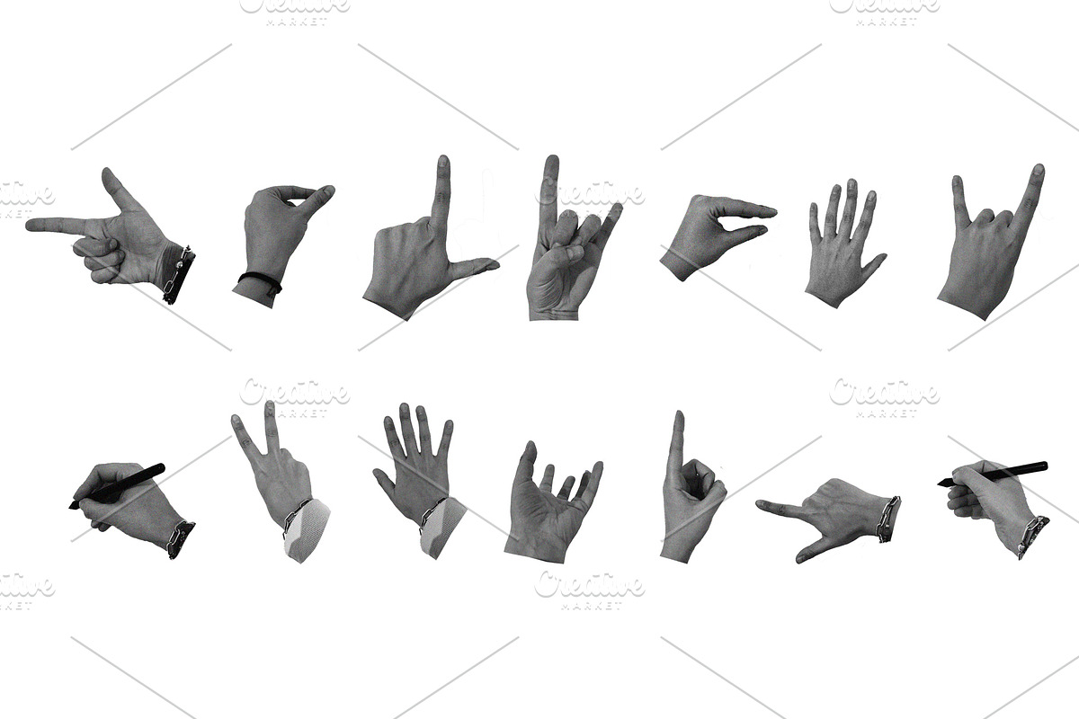 Hands gestures halftone collage, an Object Graphic by SaintPic illustrations (Photo 1 of 10)