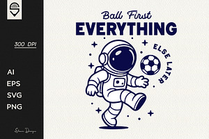 Astronaut Soccer T-Shirt Design, a Sport Illustration by shaondesigns