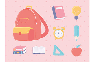 back to school objects, an Education Illustration by studiogstock