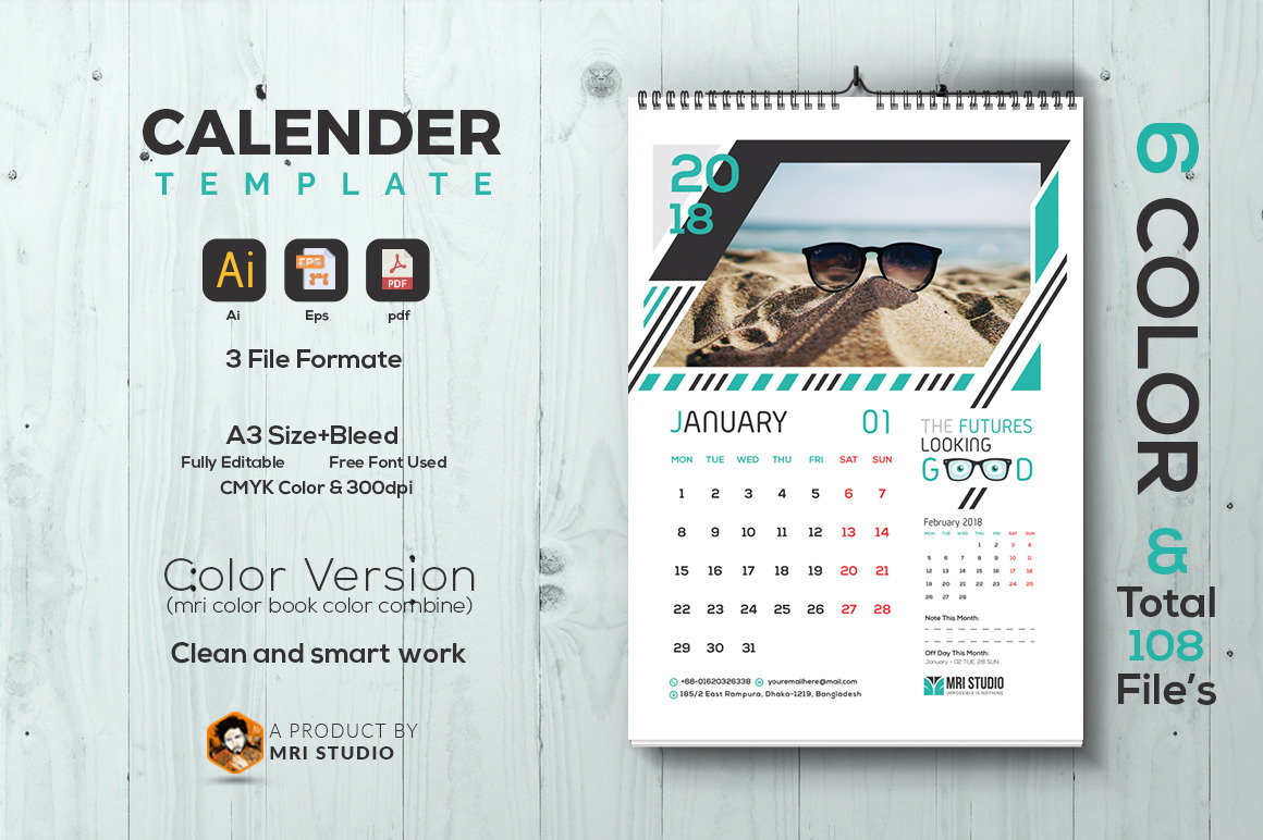 Calander Template by Mri Studio  Creative Market
