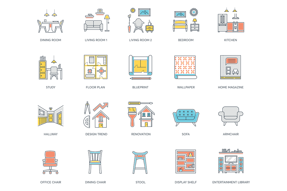 Interior Design & Furniture Icons, an Icon by Flat Icons (Photo 3 of 10)