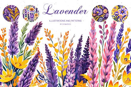 Lavender Botanical Collection, a Pattern Graphic by GVGraphics