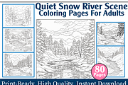 Quiet Snow River Scene Coloring Page, an Animal Illustration by maggiesar (Thumbnail 1 of 4)