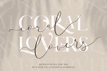 Coral Lovers SVG Watercolor Font Duo, a Serif Font by SilverStag Type Foundry