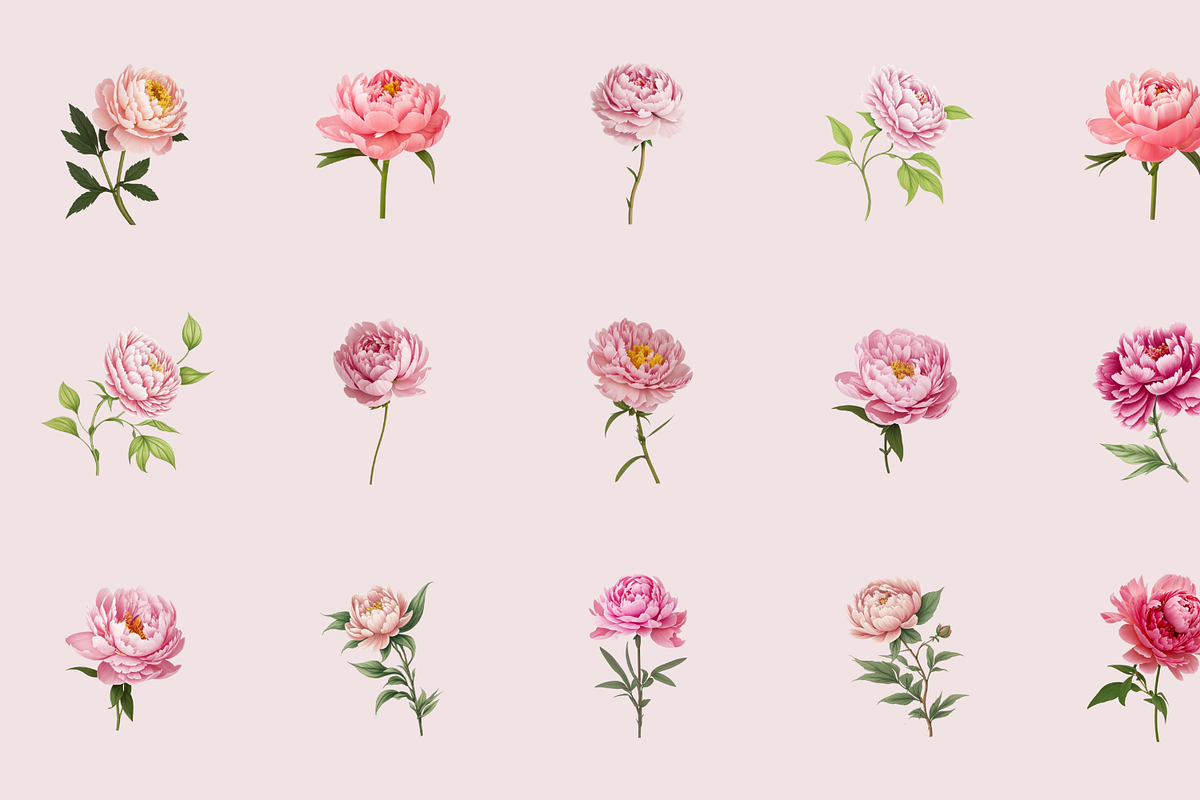 72 Watercolor Peonies Flower Clipart, a Graphic by Graphicspixel (Photo 5 of 10)