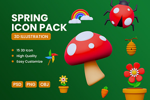 Spring 3D Icon Pack, an Object 3D Model by deviapuspitasari2