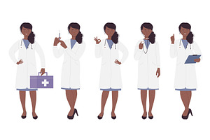 Female Doctor Poses in Various, a Healthcare Illustration by Flashvector