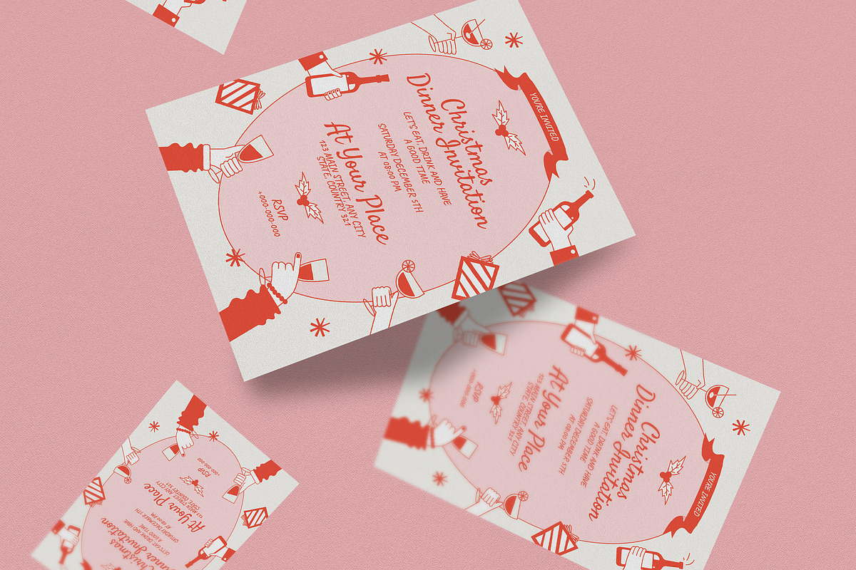 Doodle Christmas Dinner Invitation, a Card Template by Guuver (Photo 3 of 3)