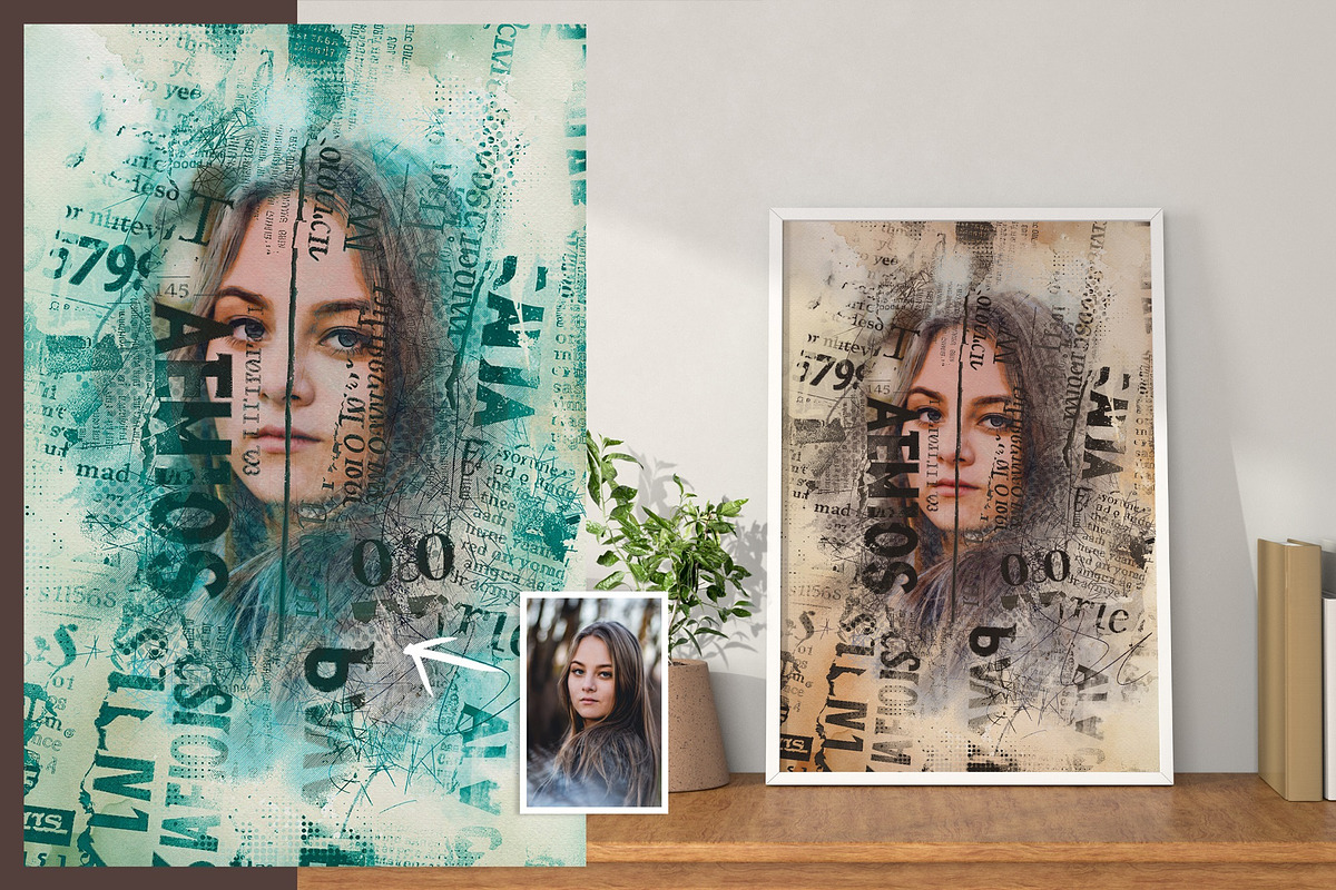 Mixed art photo effect mockup, a Brushes & More by zahidhossainalif (Photo 3 of 16)