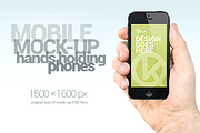 Mobile mock up hands holding phones, an iPhone Mockup by Vlad K. (Thumbnail 1 of 5)