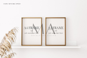 16 Wood And Brass Frame Mockup