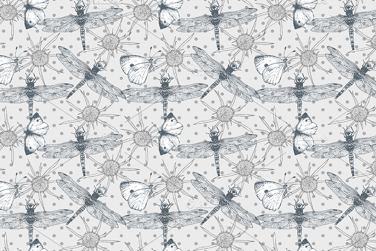Insects pattern set, a Pattern Graphic by Julia Bilenko (Photo 2 of 4)