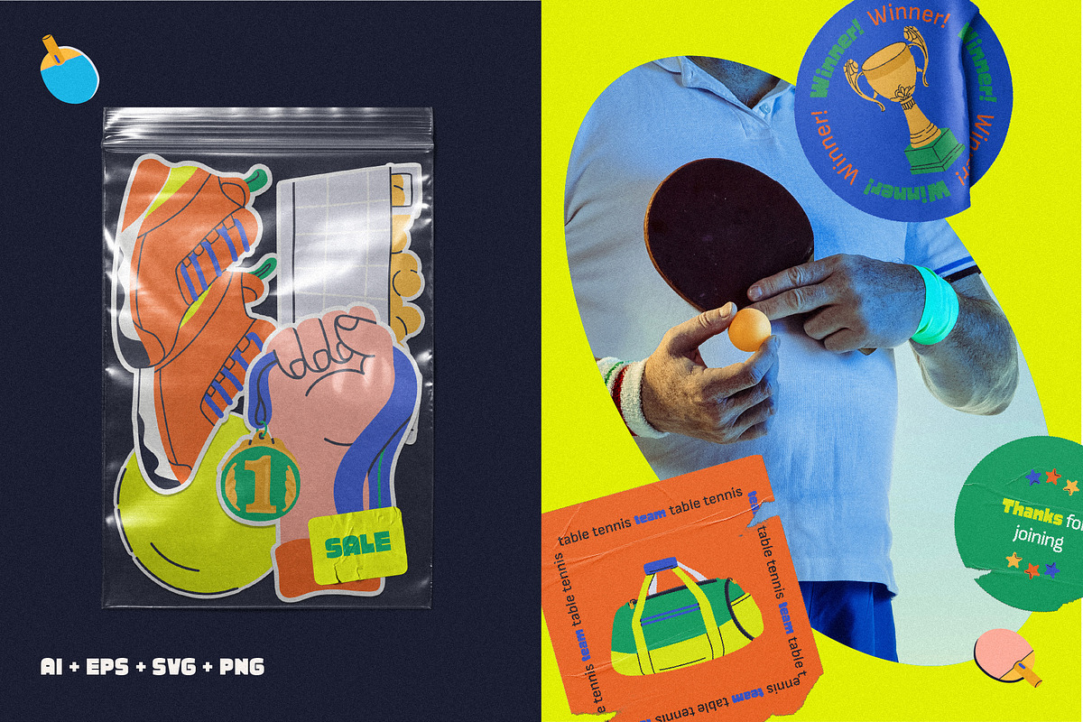 Paddle or table tennis vector bundle, a Sport Illustration by My.Ordinarty (Photo 6 of 9)