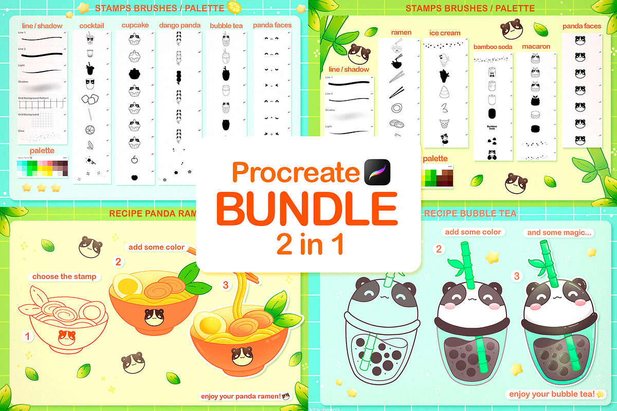 Procreate Bundle Brushes Panda, a Brush Add-On by InkPrintsTattoo (Photo 2 of 12)
