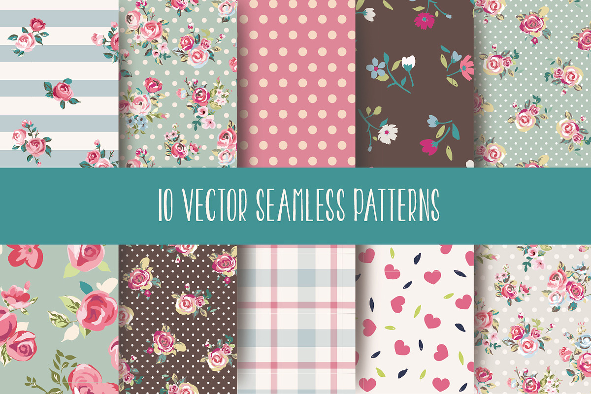 Seamless vintage patterns Vol.2 preview 2