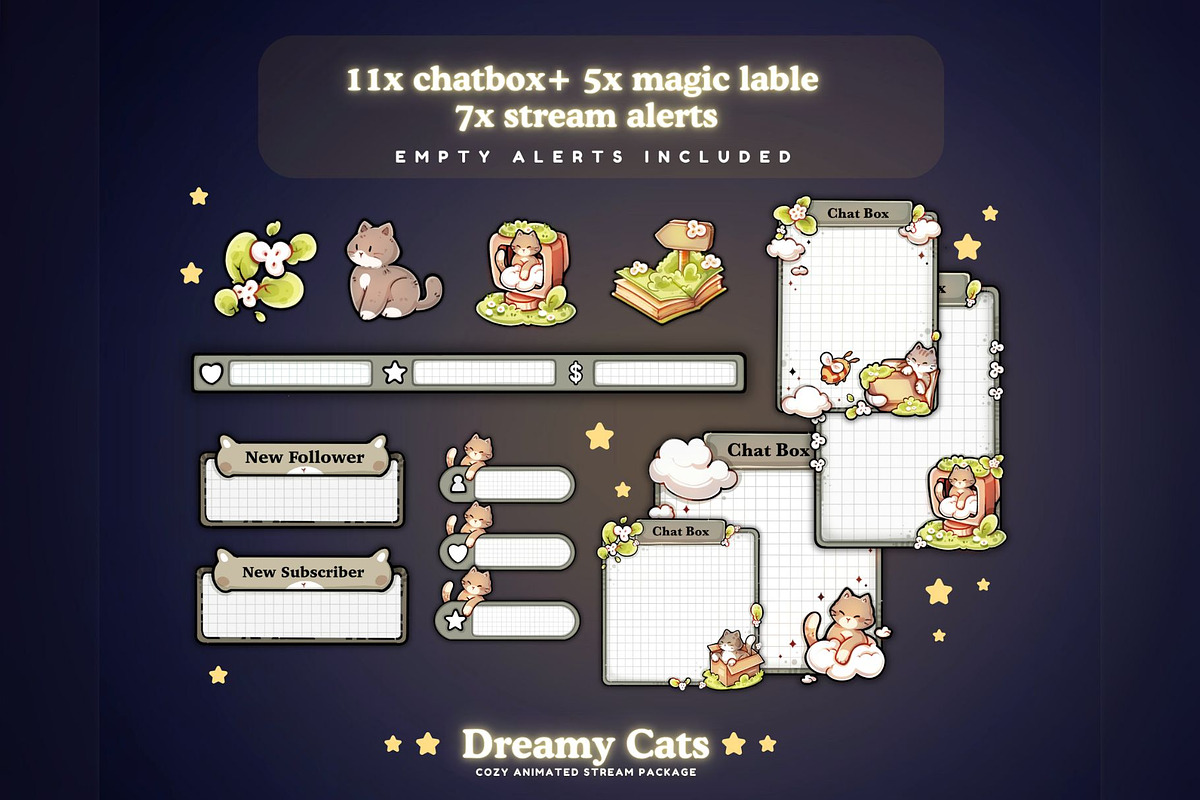 Dreamy Cats Animated Stream Package, a Social Media Template by TheDoodleSweets (Photo 6 of 7)