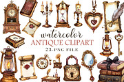 Watercolor Antique Clipart, an Illustration by Libby Wishes (Thumbnail 1 of 4)