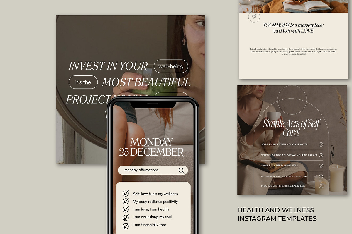Health & Wellness Instagram Template, a Social Media Template by Design By Hira (Photo 2 of 6)