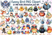 Funny Bird Clipart Bundle Funny Bird, an Illustration by Sublimation Artist (Thumbnail 1 of 6)