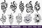 Floral Snakes SVG Collection, an Animal Illustration by TatianaCociorva (Thumbnail 1 of 8)