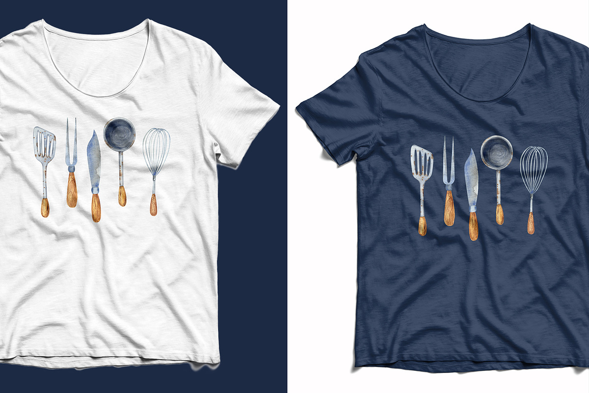 Watercolor ANTIQUE KITCHEN UTENSILS, an Object Graphic by JennyColorArt (Photo 5 of 5)