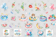 Pool Party Clipart Watercolor, an Illustration by BigCakeBee (Thumbnail 3 of 4)