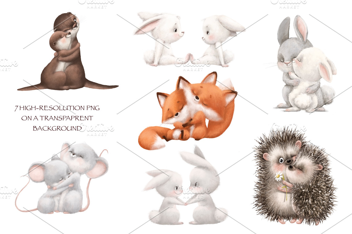 Valentine's day Clipart. Animals., an Animal Illustration by sheincar (Photo 2 of 7)