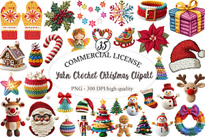 Yarn Crochet Christmas Clipart, an Illustration by designcity5