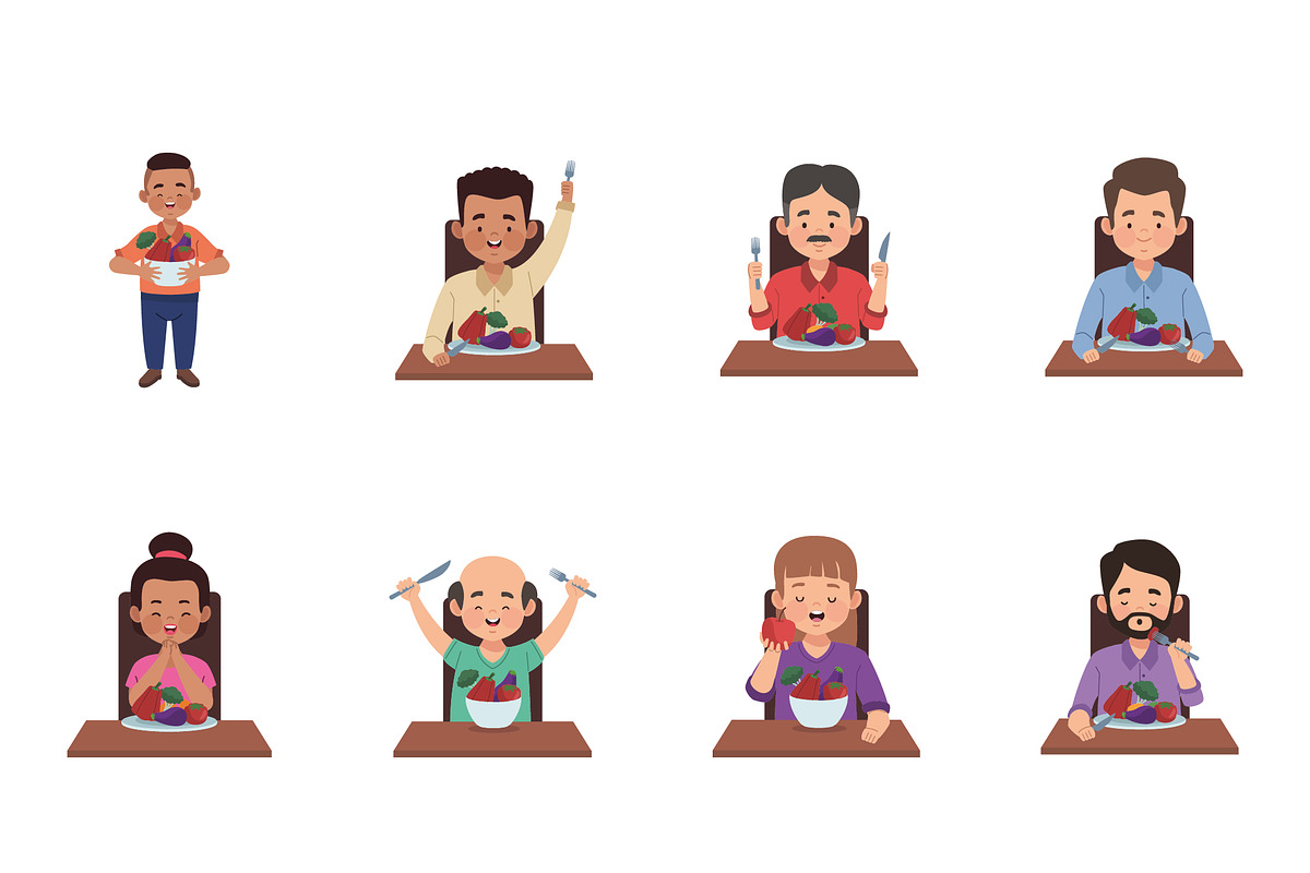Vegan Meal Characters Set