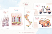 Travel to Italy. Watercolor Clipart, an Illustration by VerAna (Thumbnail 6 of 11)