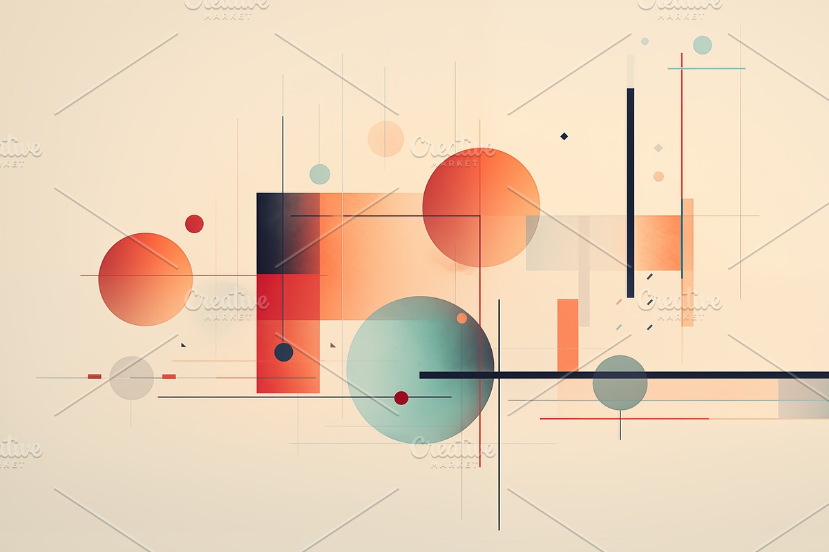 An abstract composition featuring geometric shapes including circles, rectangle, a Background Graphic by Textures & Backgrounds