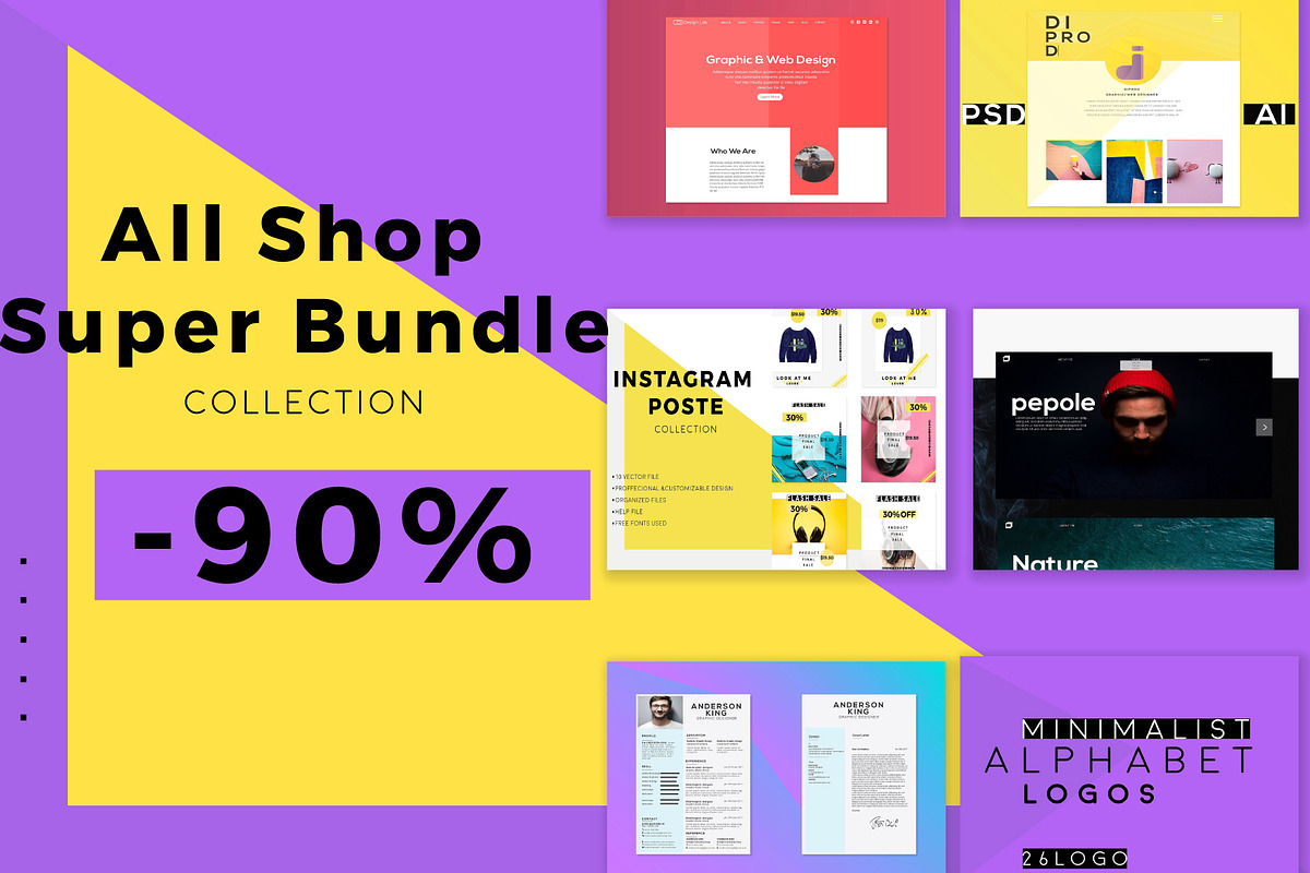All Shop Super Bundle -90%, a Marketing Template by designbydi (Photo 1 of 10)