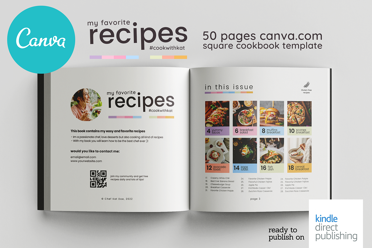Canva Recipes Cookbook Template, a Magazine Template by DeLaGranSiete (Photo 3 of 12)