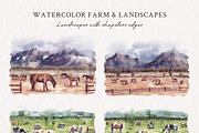 Watercolor Farm & Landscapes, an Animal Illustration by Yorda Studio (Thumbnail 2 of 11)