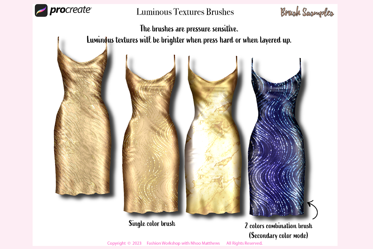 LUMINOUS TEXTURES Procreate Brushes, a Brush Add-On by Fashion Workshop Bkk (Photo 5 of 13)