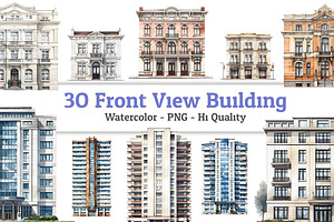 30 Watercolor Front View Building