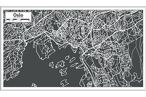 Oslo Norway Map In Retro Style.