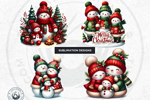 Rustic Christmas Snowman Clipart Set