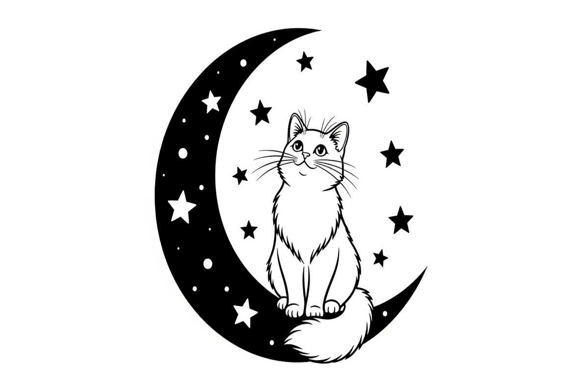 50 Cat Moon Silhouette Vector Bundle, an Illustration by jahid234 (Photo 13 of 51)