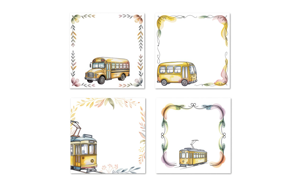 Cute cartoon transport frames, a Transportation Illustration by SketchArtStudio (Photo 1 of 3)