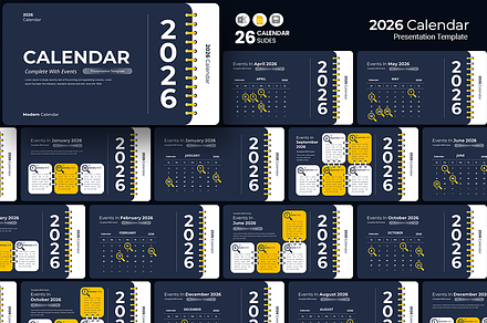 2026 Calendar Google Slides Template, a Presentation Template by Iqsiart Studio