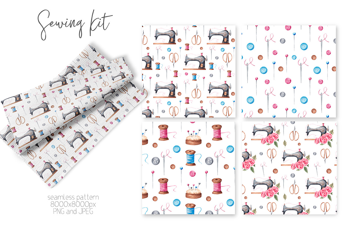 Watercolor Sewing Kit, a Work Illustration by YuliyaArtGarden (Photo 6 of 7)