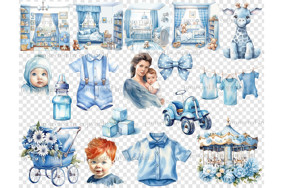 Baby Boy Clipart Bundle, a Person Illustration by GlamArtZhanna (Photo 5 of 5)