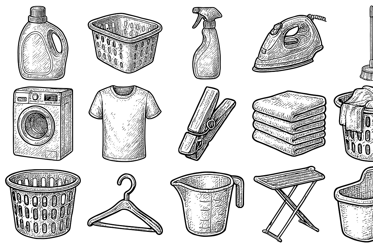 Hand Drawn Laundry Essentials Collec, an Illustration by Sempu